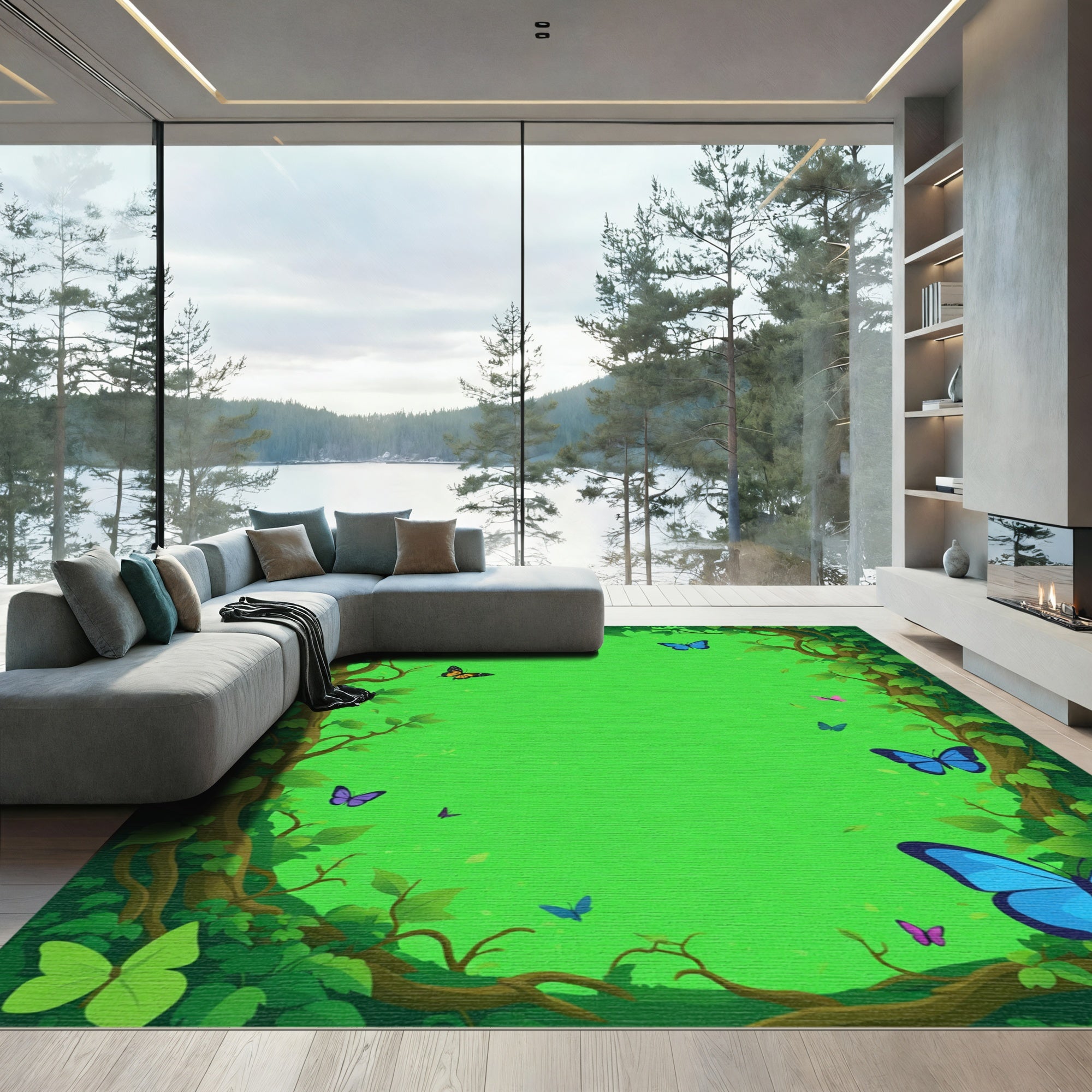 Enchanted Forest Butterflies Garden Rug