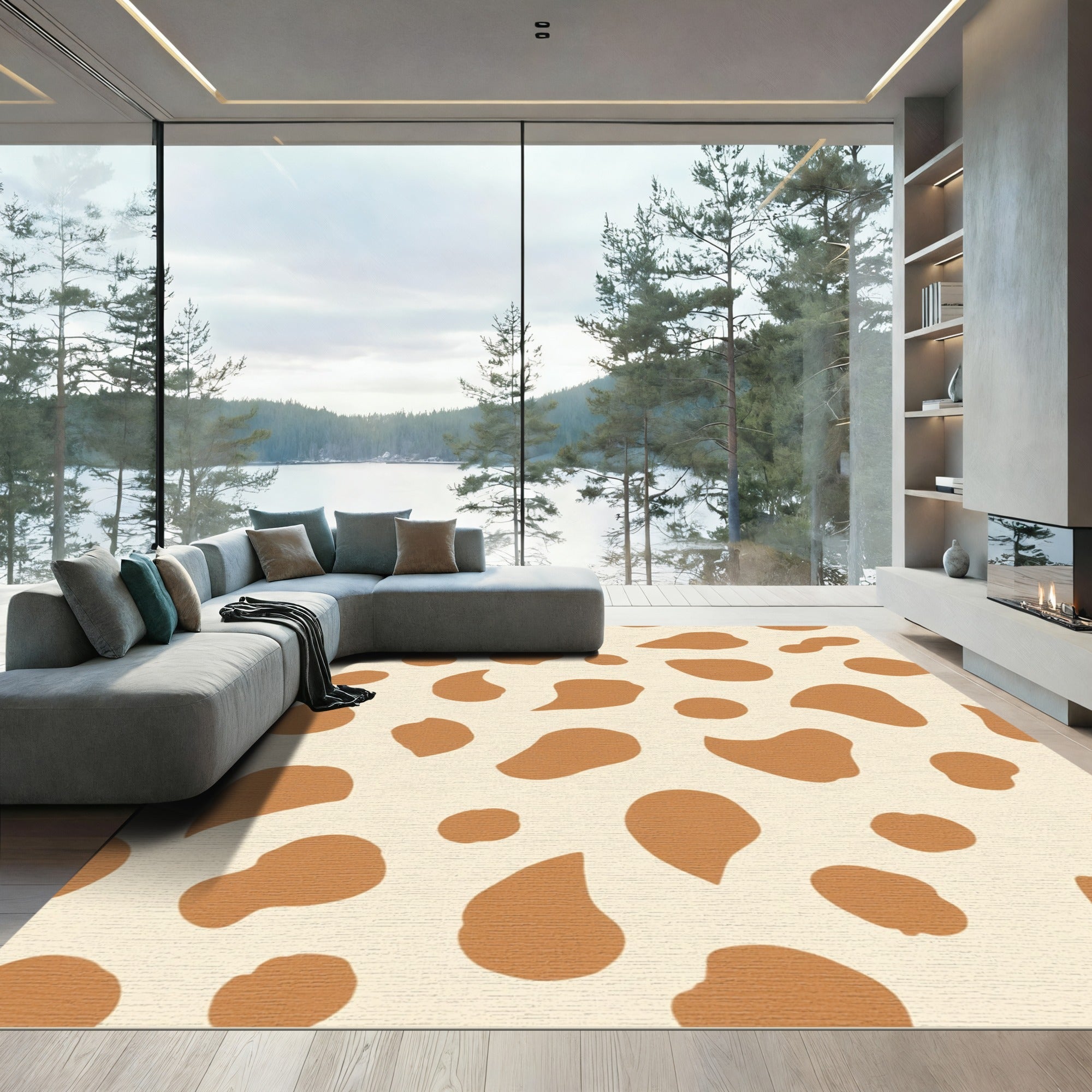 Brown Spots Cream Background Accents Rug