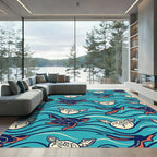 Blue Turtle Ocean Waves Rug