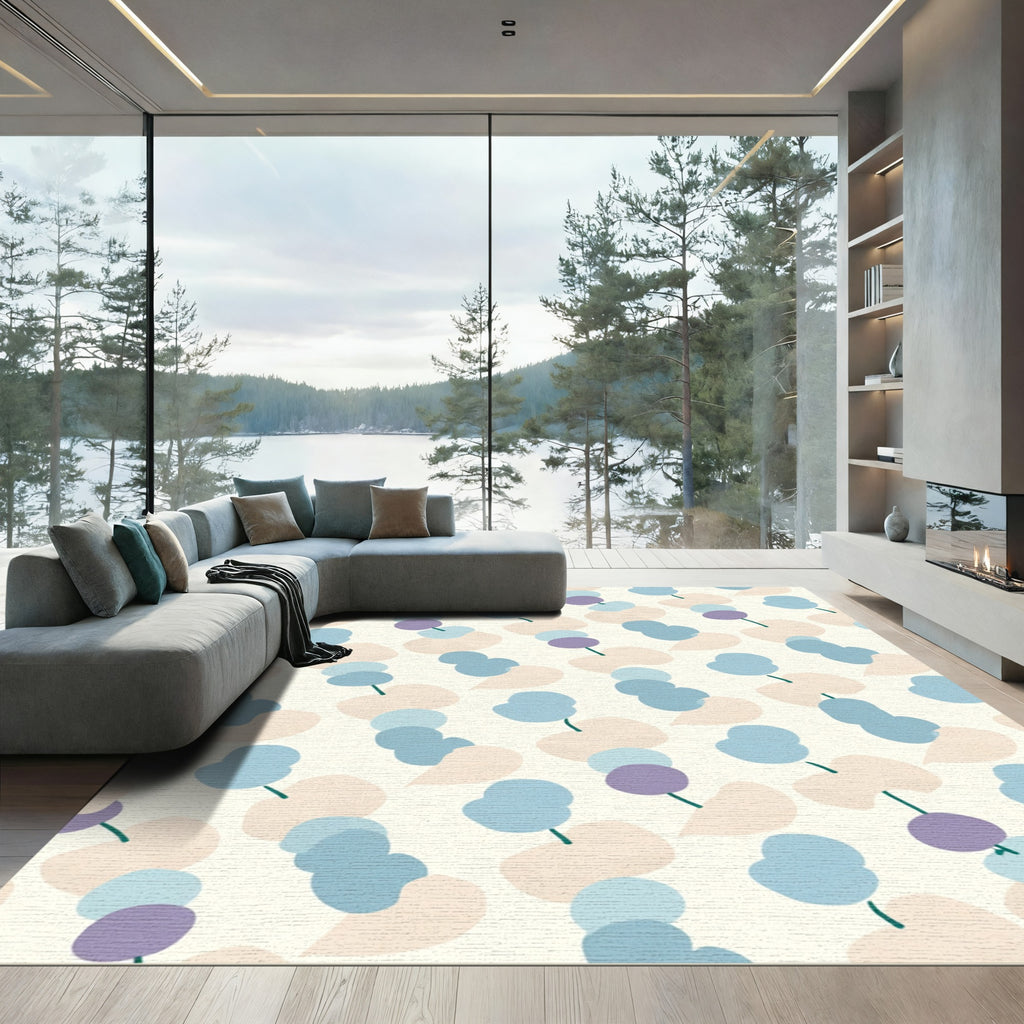 Soft Blue Purple Abstract Dots Rug