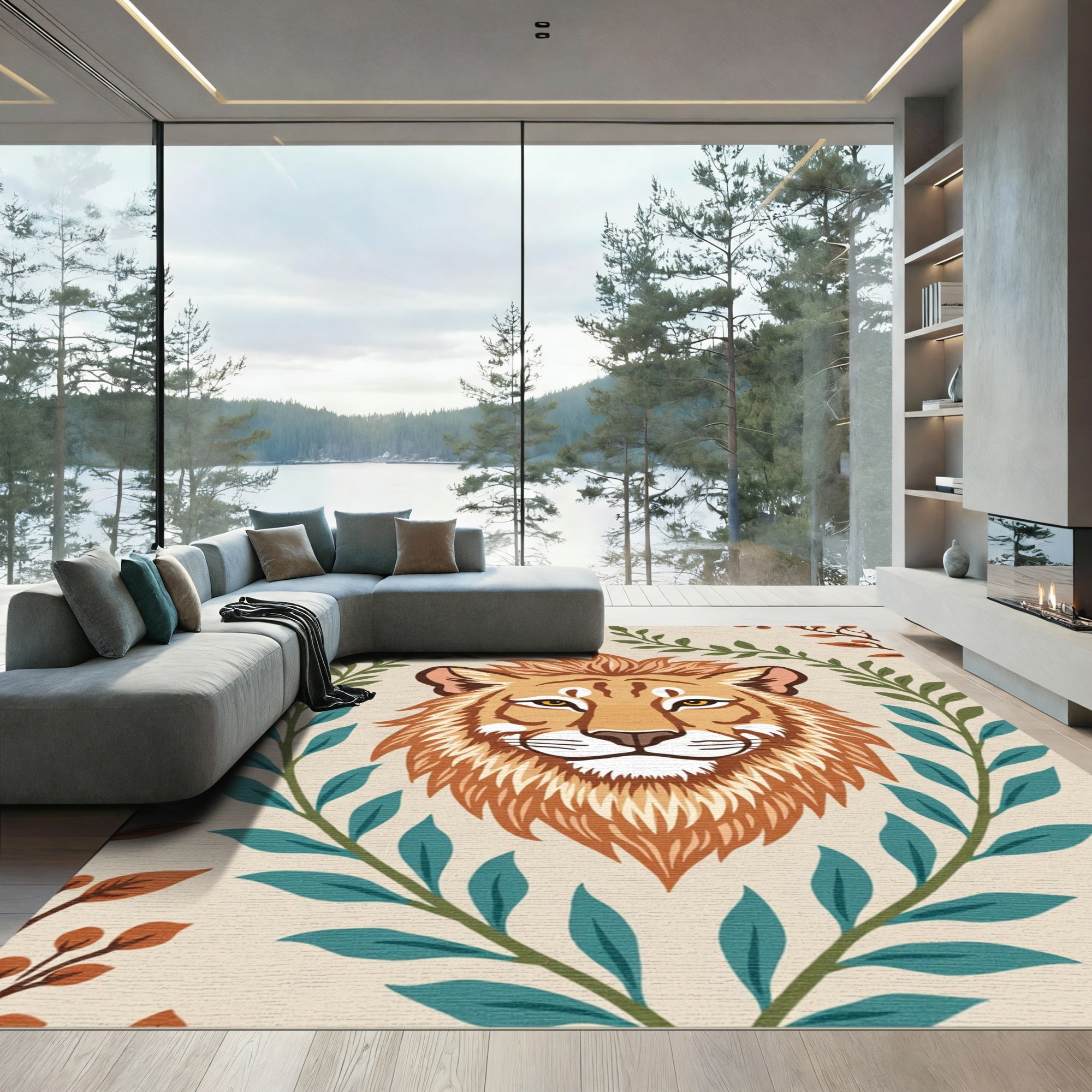 Golden Lion Laurel Wreath Rug