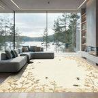 Earthy Brown Botanical Bee Garland Rug