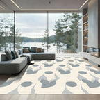 Soft Cream Blue Abstract Organic Rug