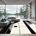 Monochromatic Abstract Geometric Arch Rug