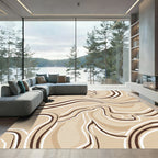 Neutral Swirl Lines Abstract Rug