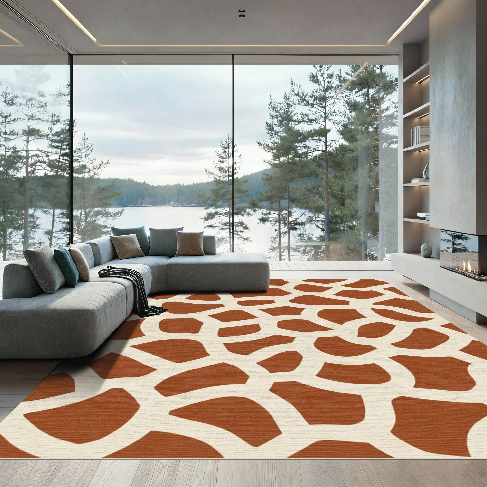 Tan and Brown Giraffe Spots Rug