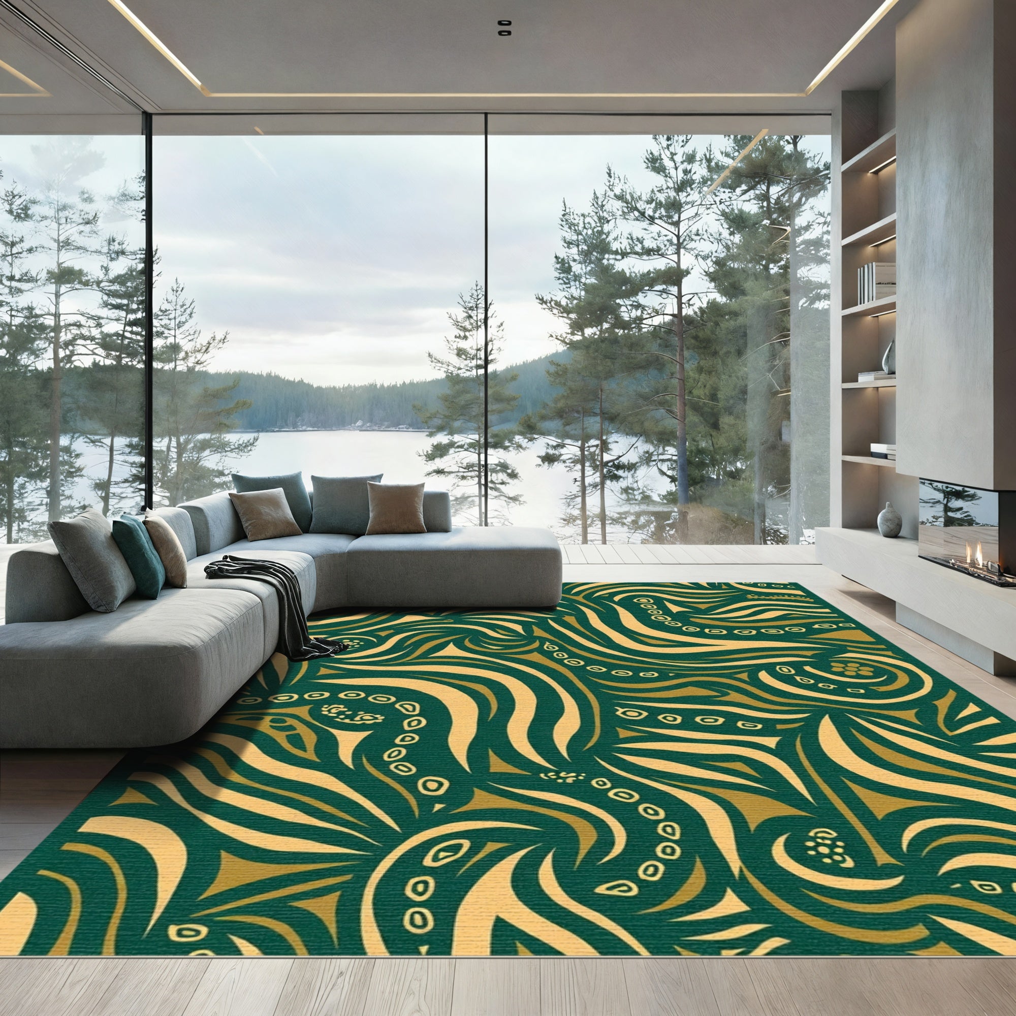 Jade Gold Organic Swirl Rug
