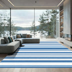 Marine Blue Horizontal Stripe Rug