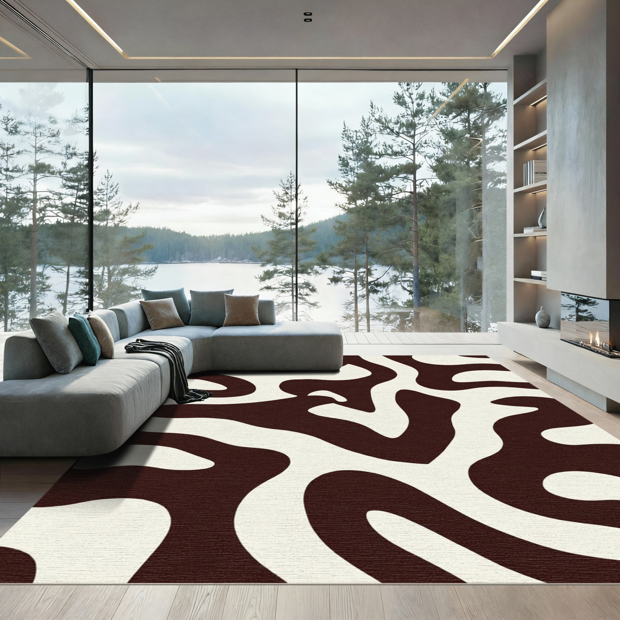 Bold Cream Zebra Swirl Rug