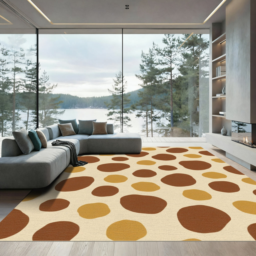 Brown Mustard Polka Dot Scatter Rug