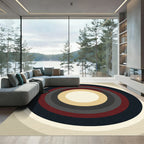 Rich Concentric Circles Ivory Red Rug