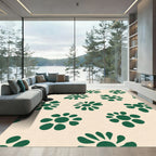 Forest Green Daisy Blooms Cream Rug