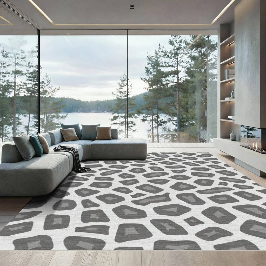 Gray Animal Spots Abstract Rug