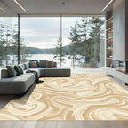 Cream Abstract Swirl Fluid Rug