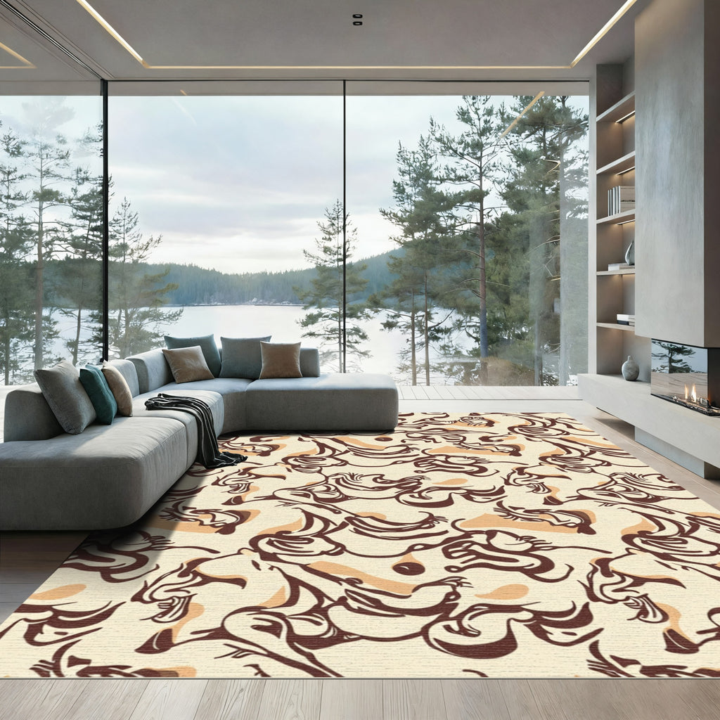 Brave Horse Abstract Line Art Rug