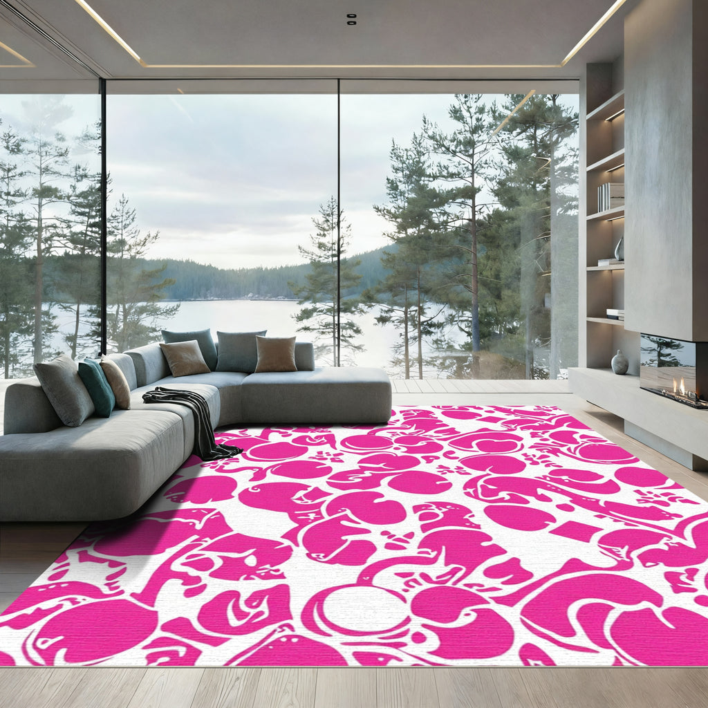 Vivid Pink Cherry Branches Abloom Rug