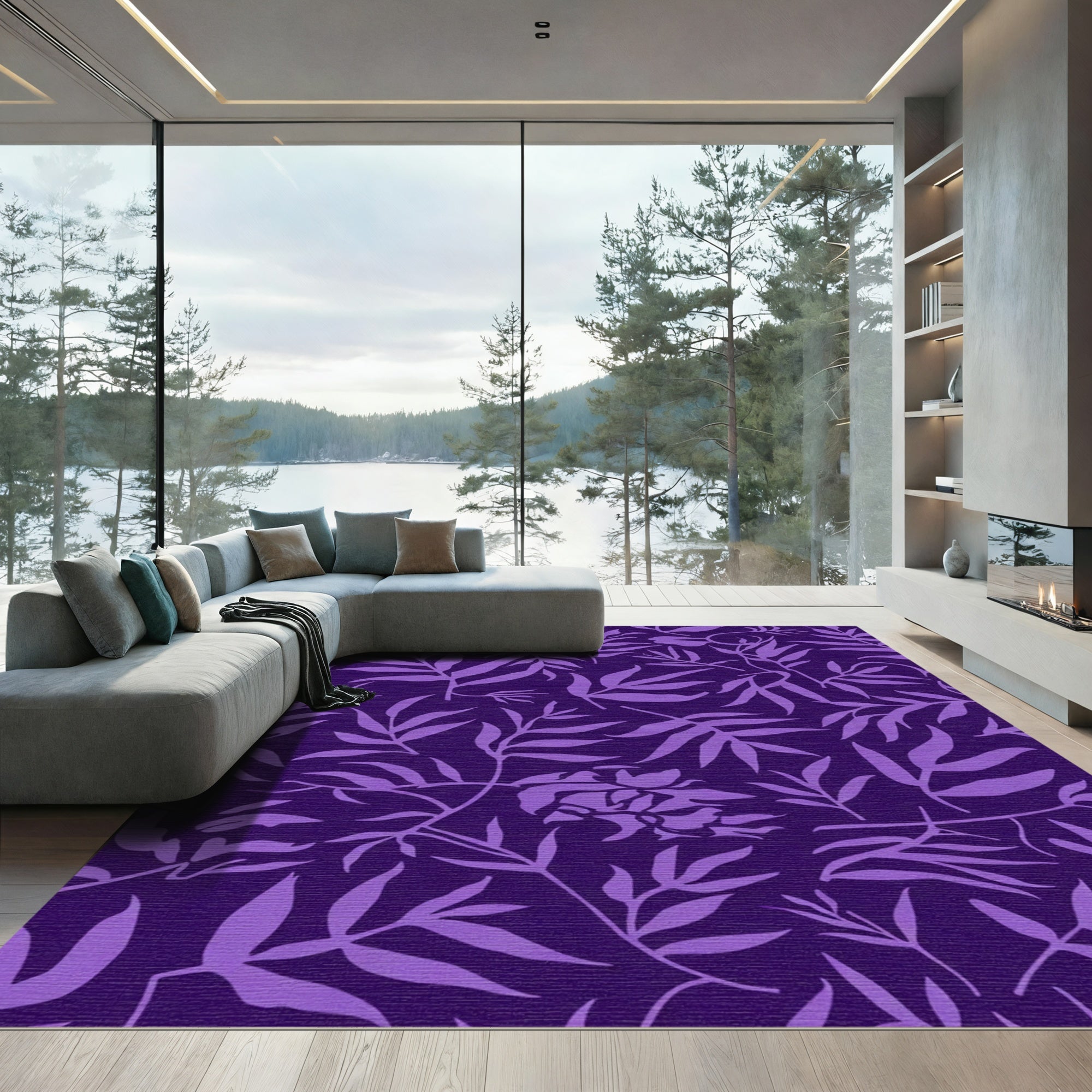 Purple Leafy Branch Harmony Rug