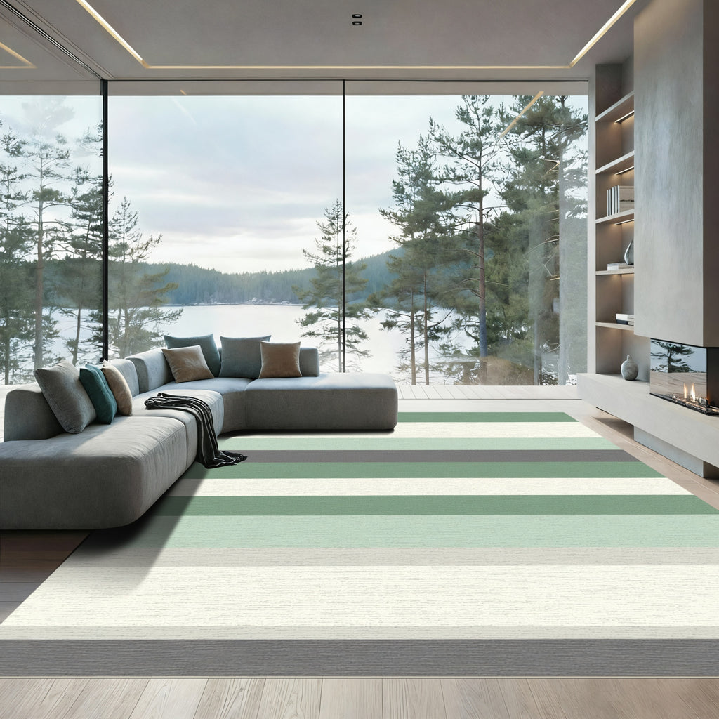 Sage Green Horizontal Stripe Rug