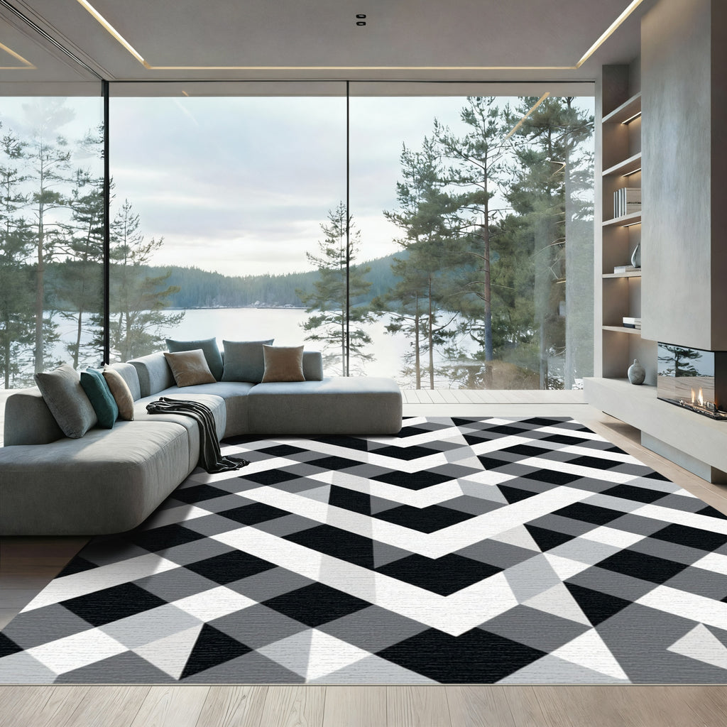 Abstract Geometric Chevron Stripe Rug