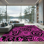 Vivid Pink Black Organic Swirl Rug