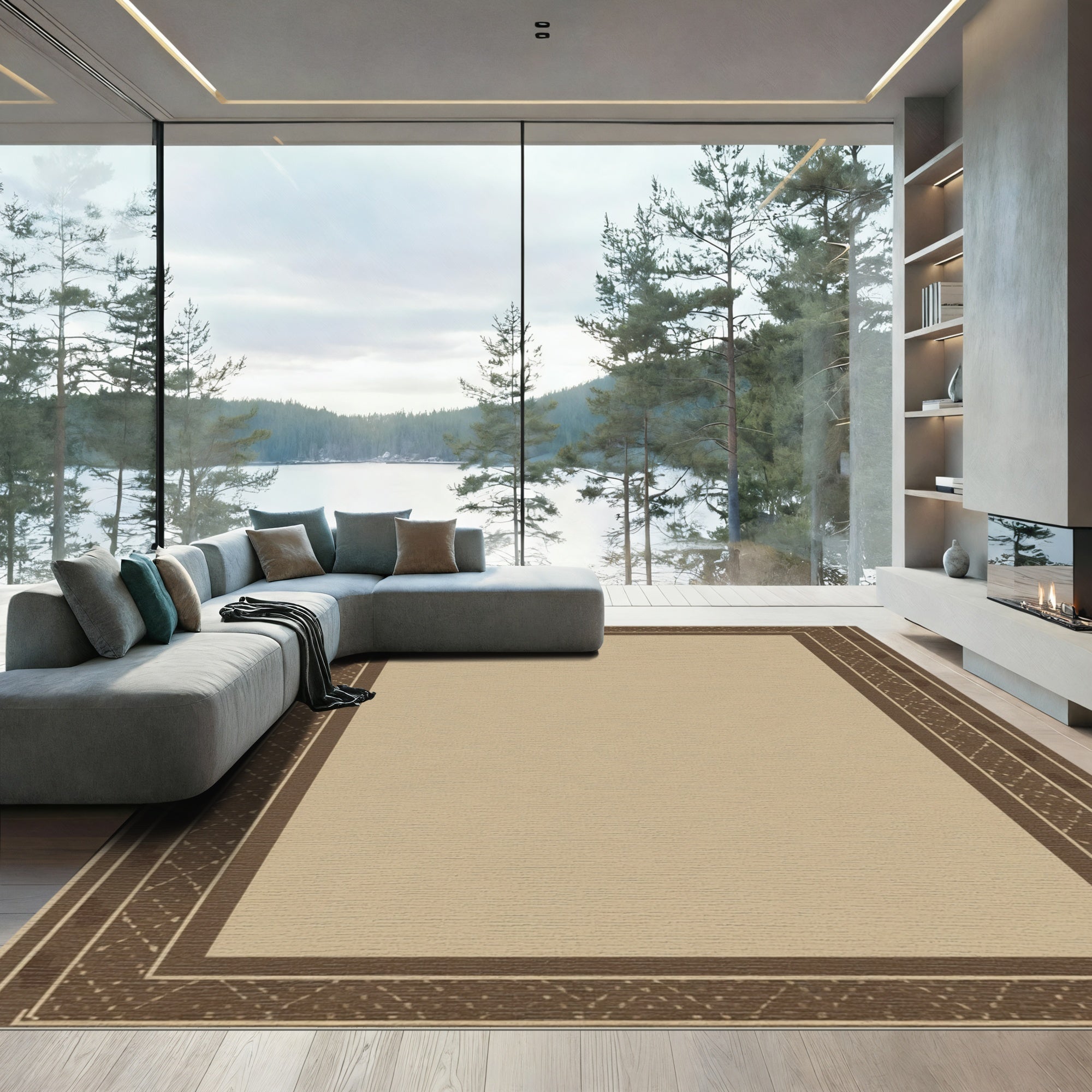 Classic Earth Tone Diamond Border Rug