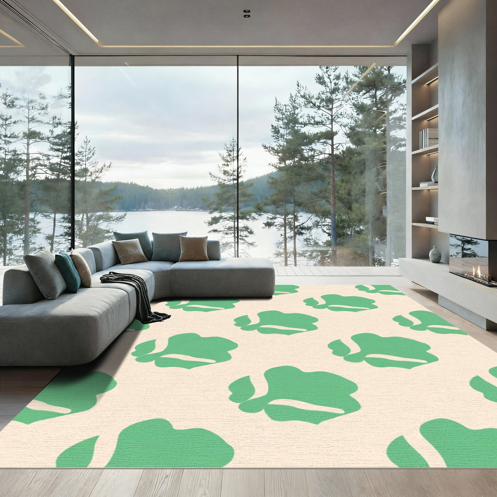Mint Green Floral Abstract Repeat Rug