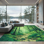 Deep Forest Green Woodland Path Rug