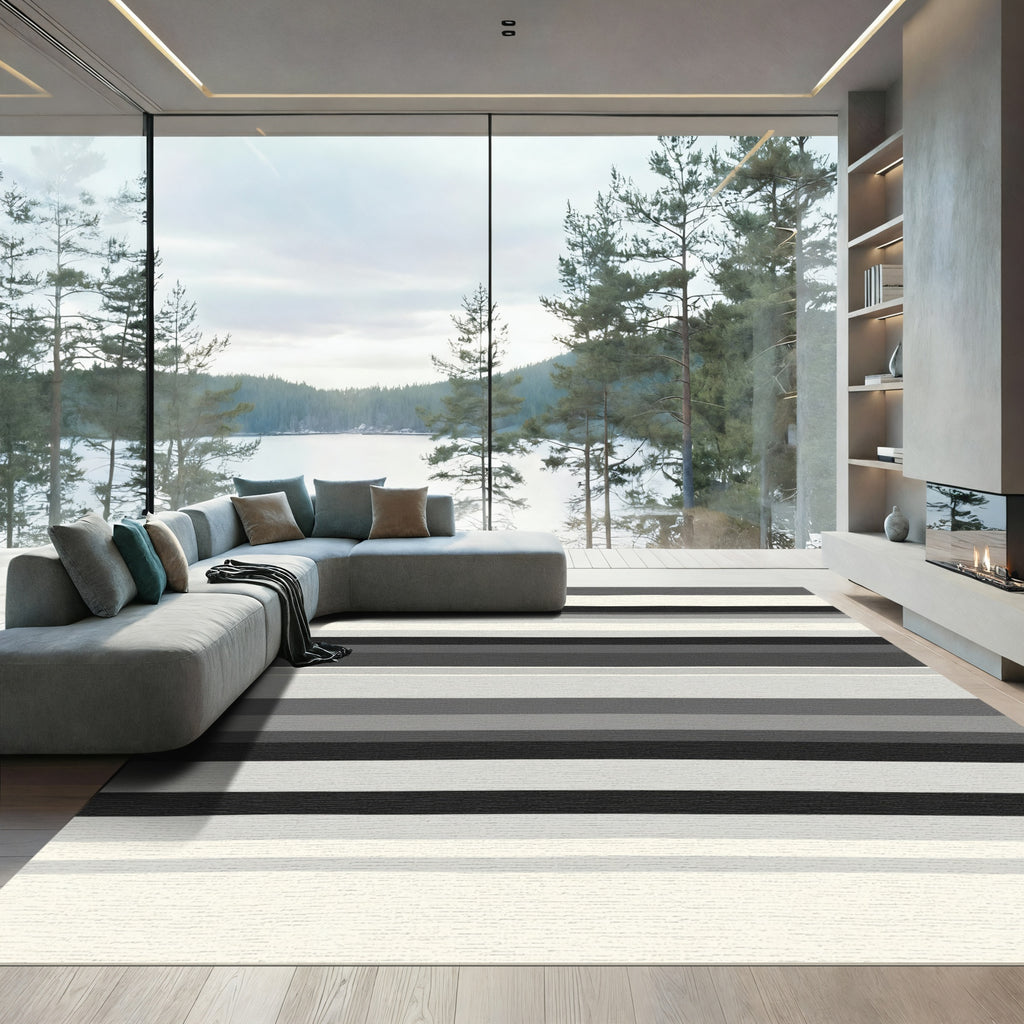 Monochromatic Tonal Horizontal Stripe Rug