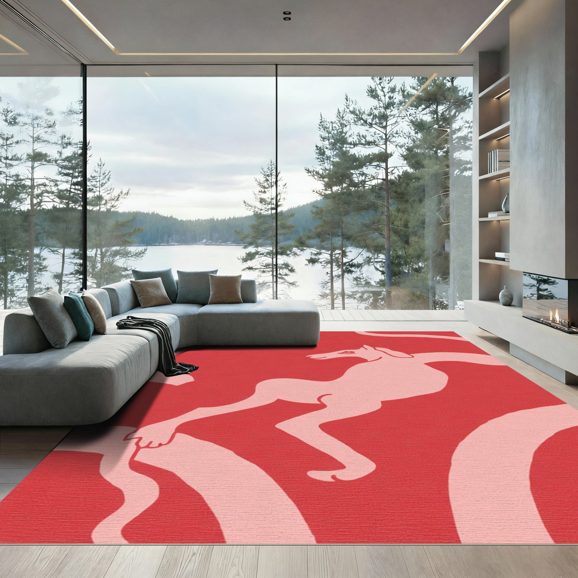 Crimson Pink Animal Movement Rug