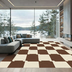 Brown Cream Checkerboard Blocks Rug