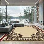 Ornate Cream Red Elephant Border Rug