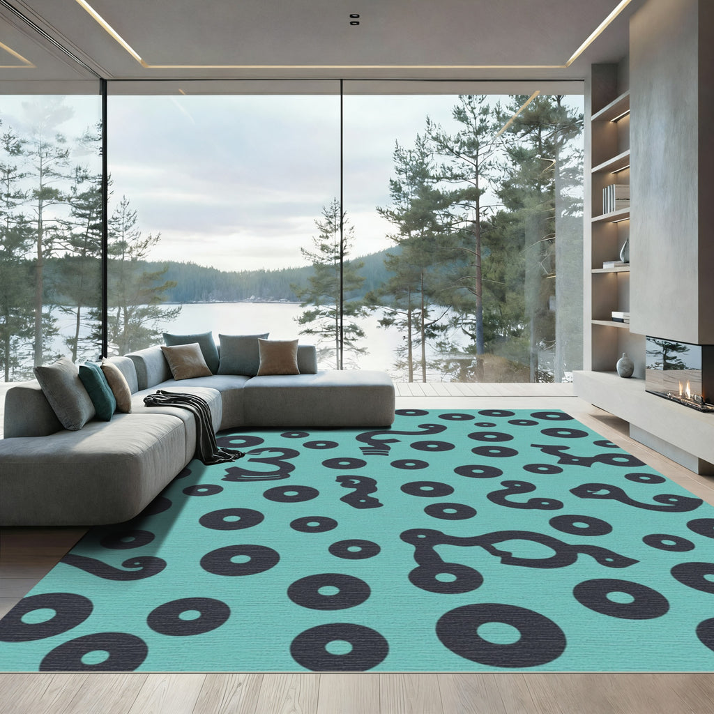 Teal And Charcoal Organic Dot Flow Rug