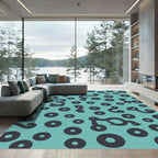 Teal And Charcoal Organic Dot Flow Rug
