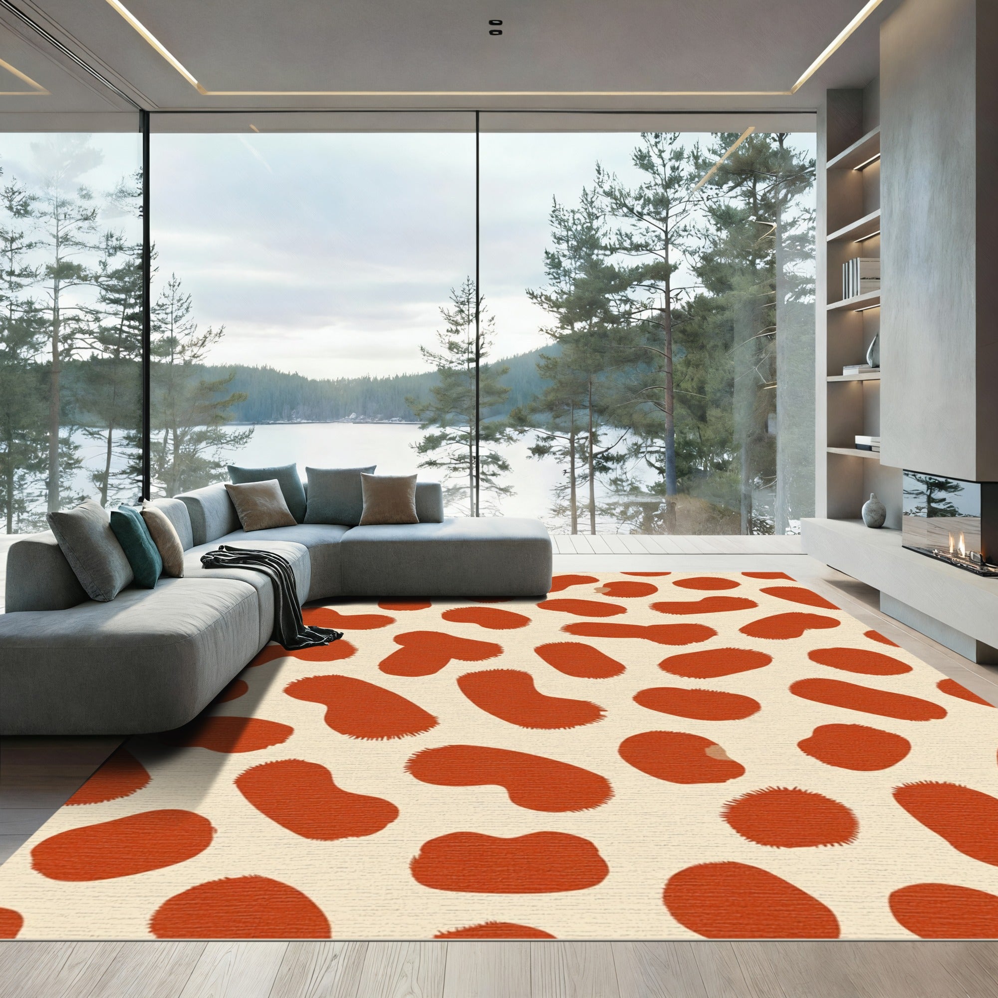 Terracotta Spots Abstract Organic Rug
