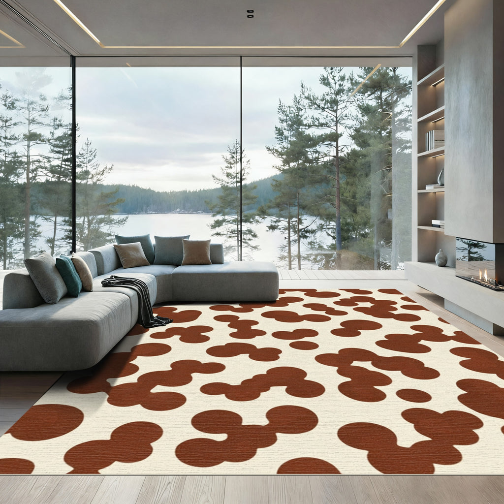Cream Brown Blobs Scatter Rug