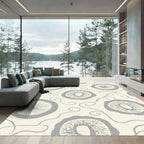 Gray Floral Vine Round Medallion Rug