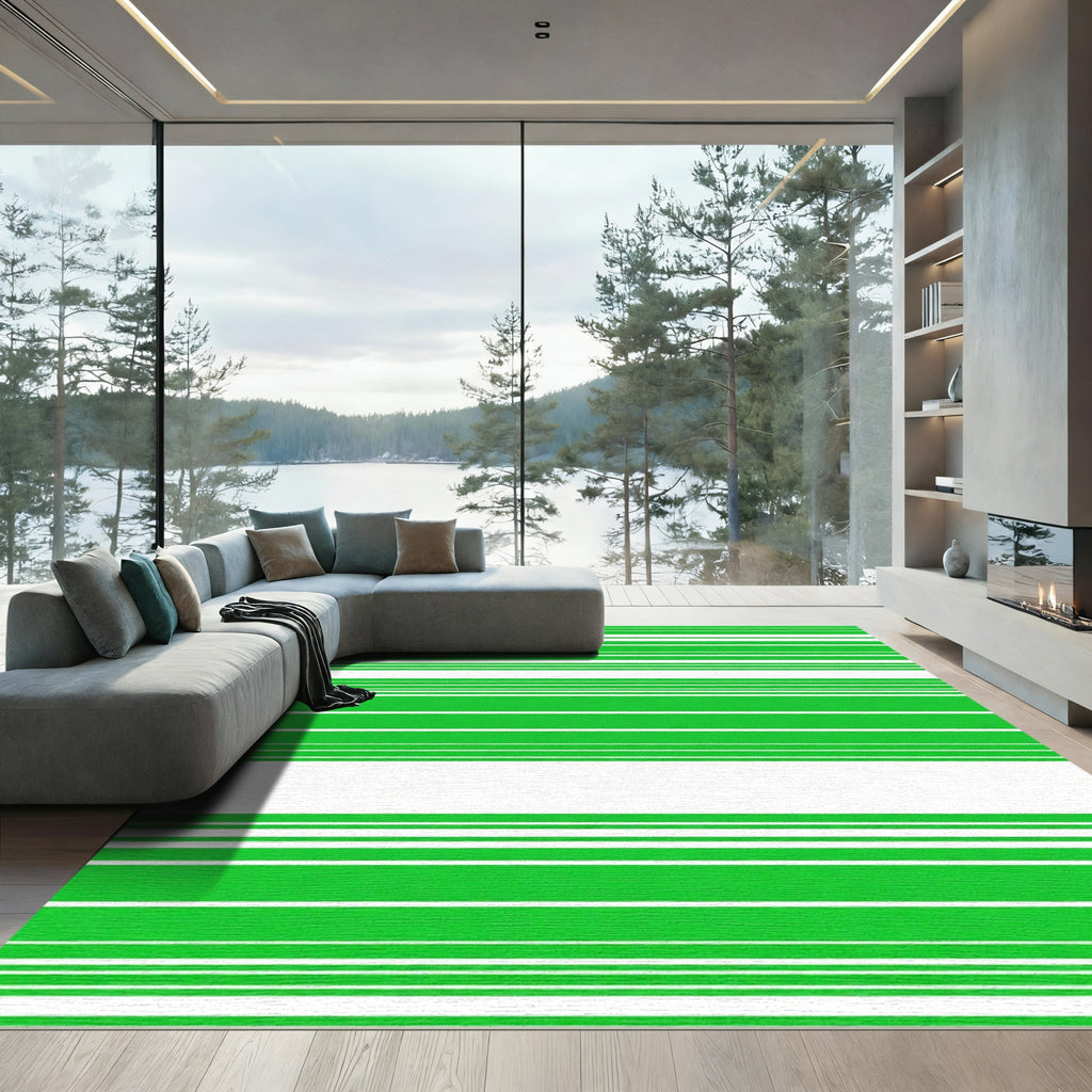 Vibrant Green Horizontal Stripe Rug