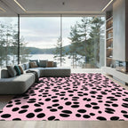 Pink Black Spotted Houndstooth Rug