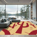Red Cactus Desert Pattern Rug