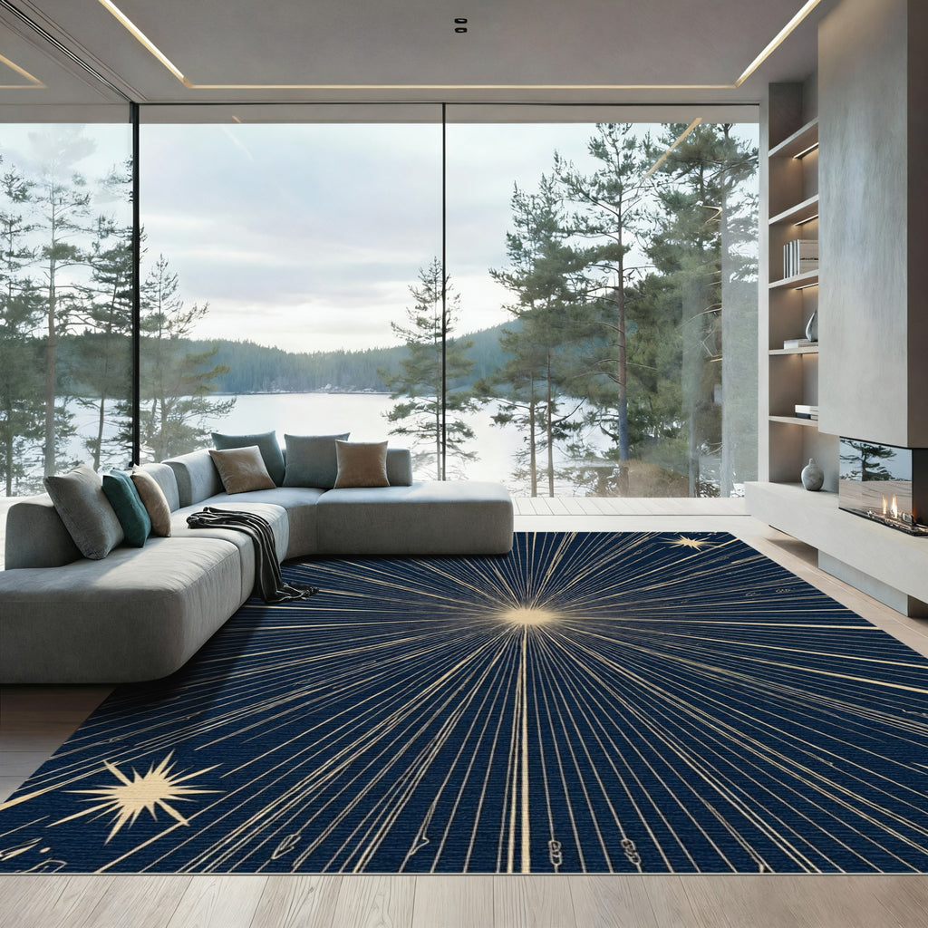 Midnight Blue Radiant Starburst Rug