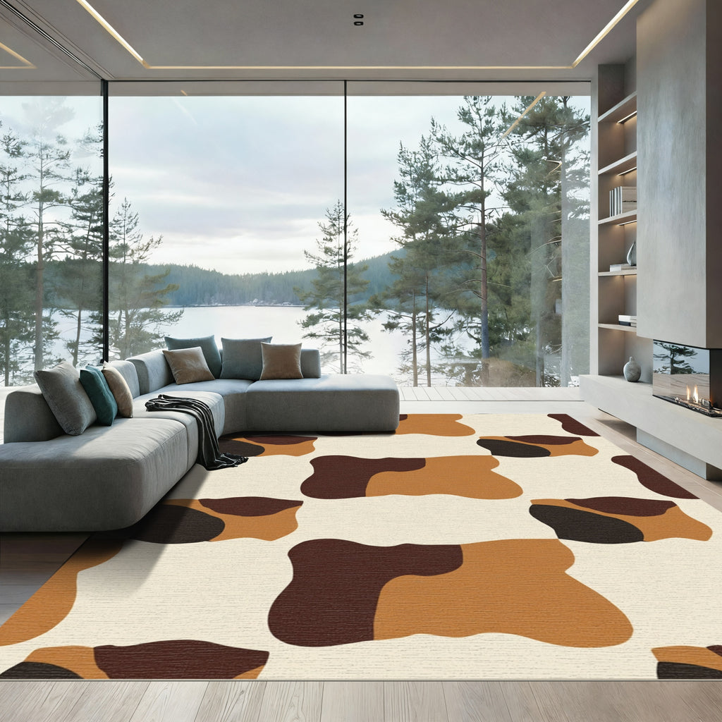 Earthy Organic Shape Patchwork Rug