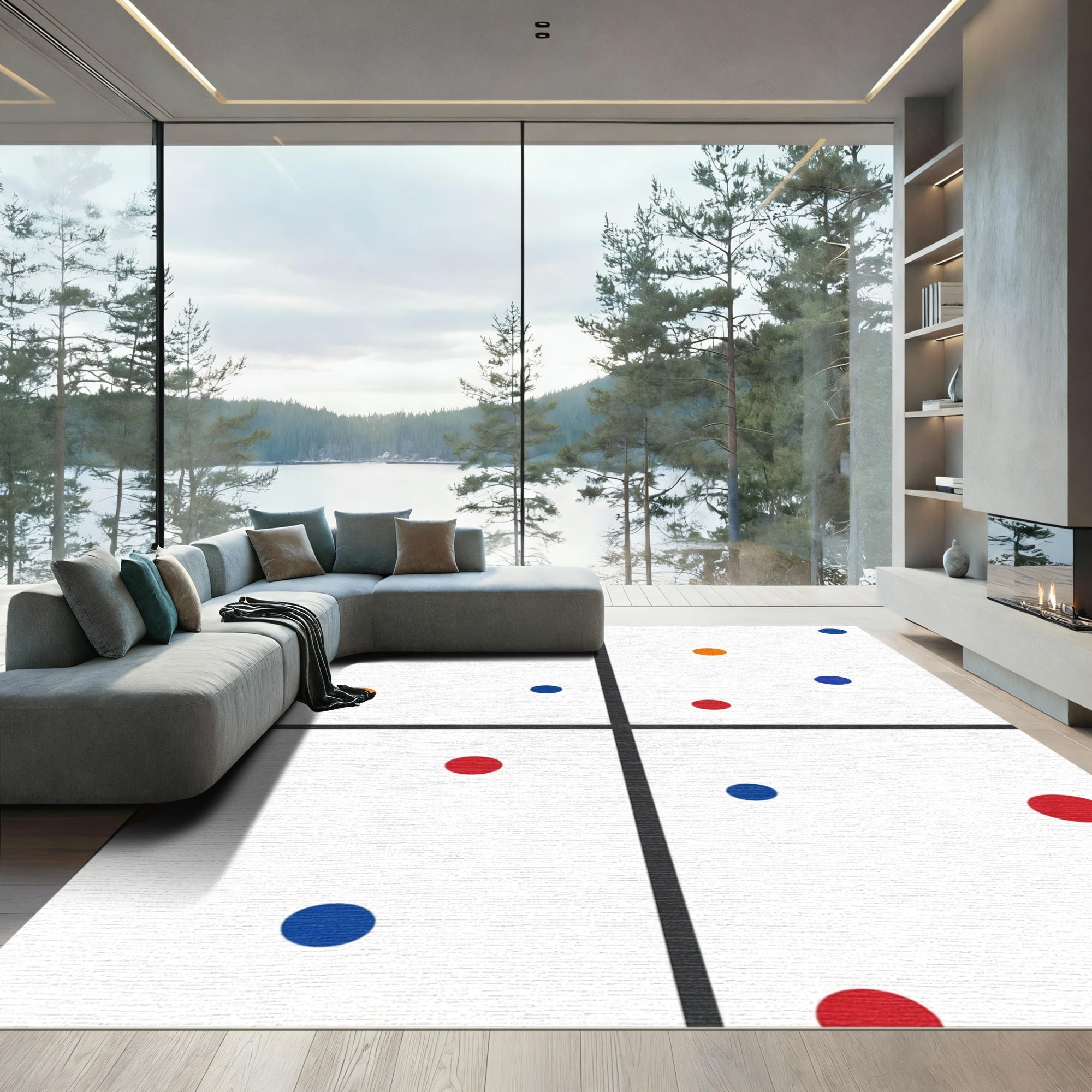 Colorful Polka Dot Scattered Circles Rug