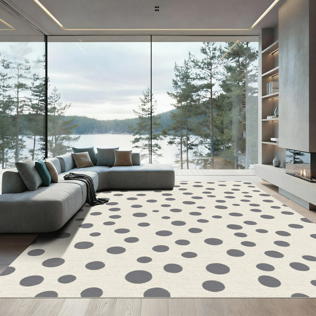 Neutral Gray Speckled Dot Rug