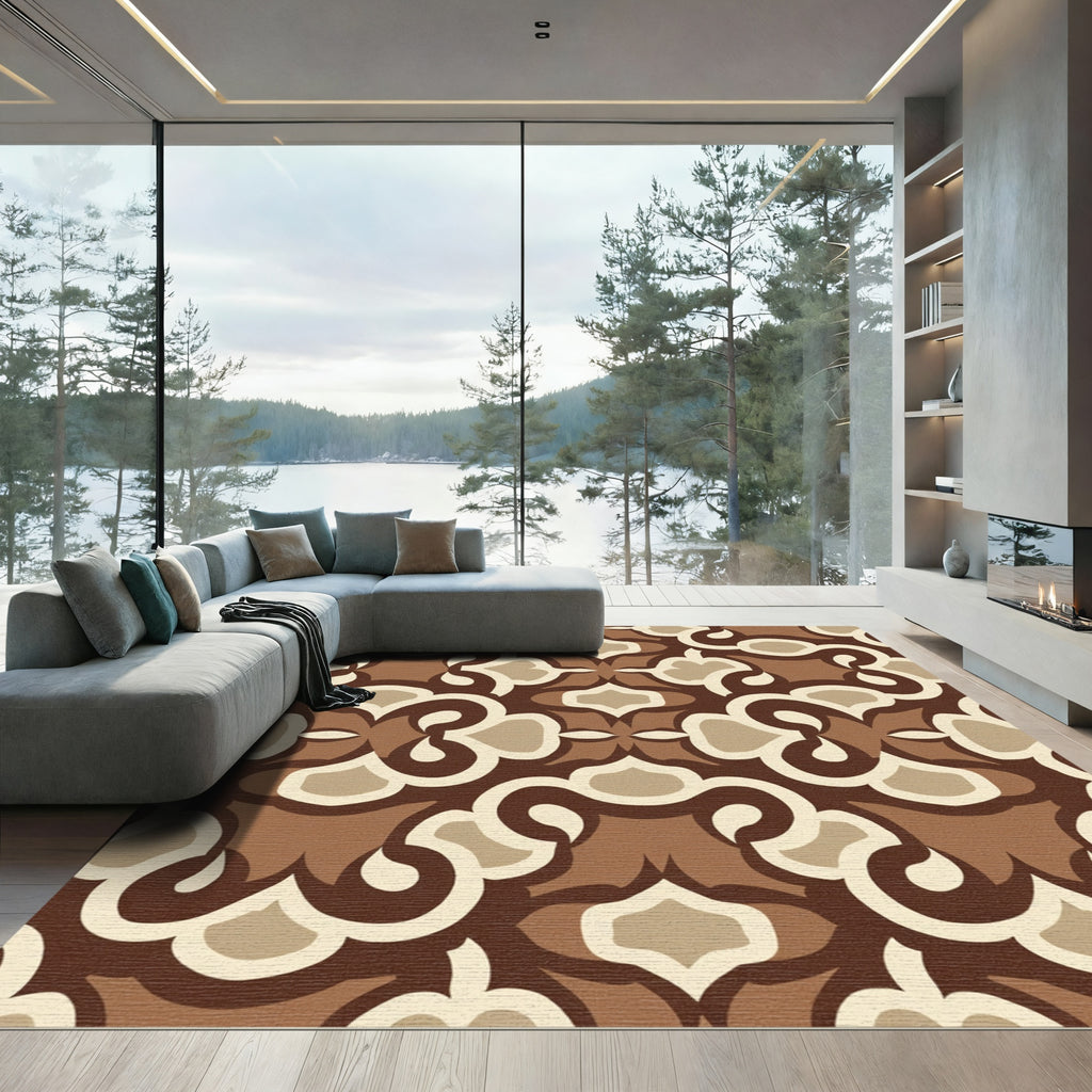 Mid-century Brown Abstract Amoeba Rug