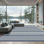Classic Navy Cream Striped Rug