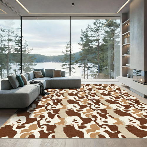 Abstract Sand Brown Camouflage Rug