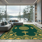 Emerald Gold Floral Medallion Borders Rug