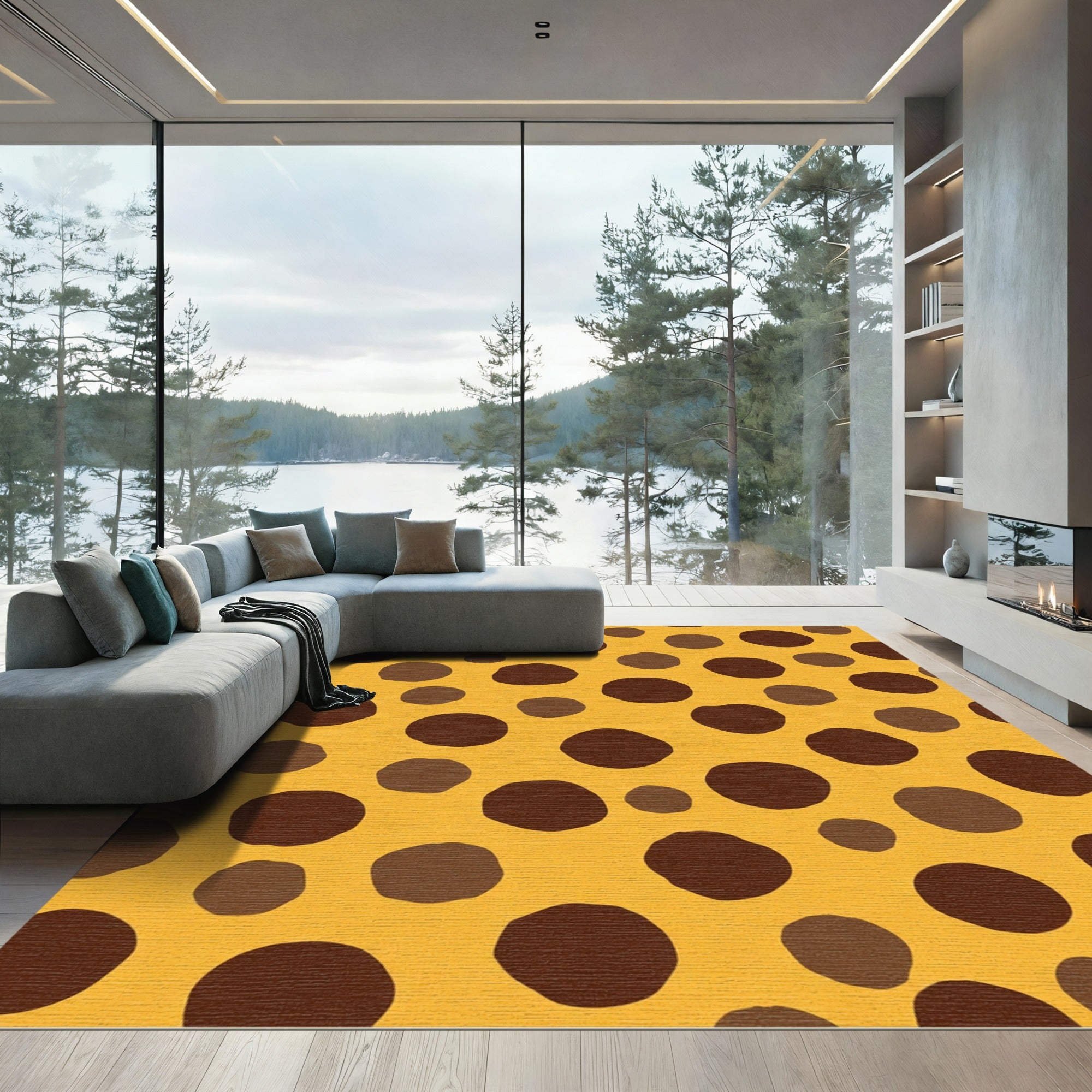 Golden Amber Spotted Polka Dot Rug