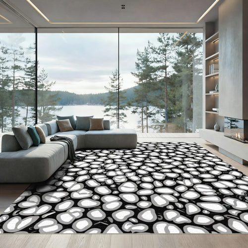 Abstract Pebble Gray Organic Texture Rug