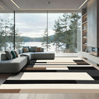 Modern Earthy Tone Geometric Rectangles Rug